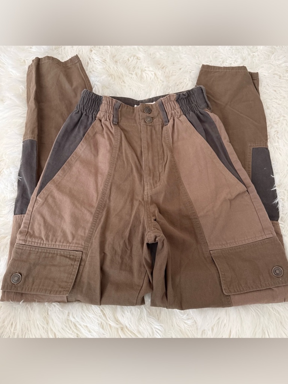 Gilded Intent Two-Tone Brown Cargo Jumpsuit Pants